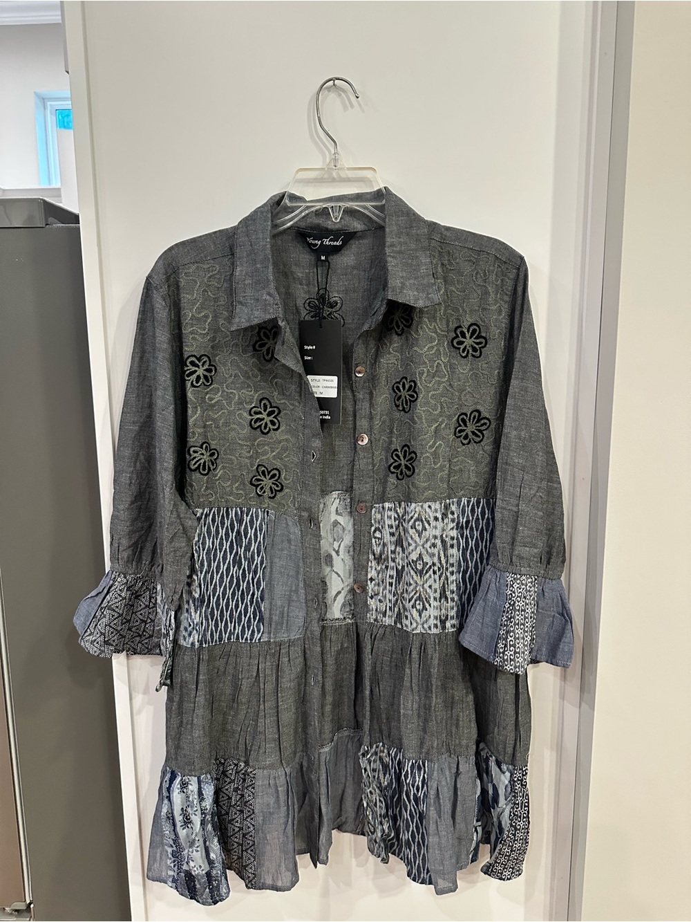 NWT Young Threads Patchwork Embroidered Tunic Shirt Dress MSRP 88 - Picture 2 of 11